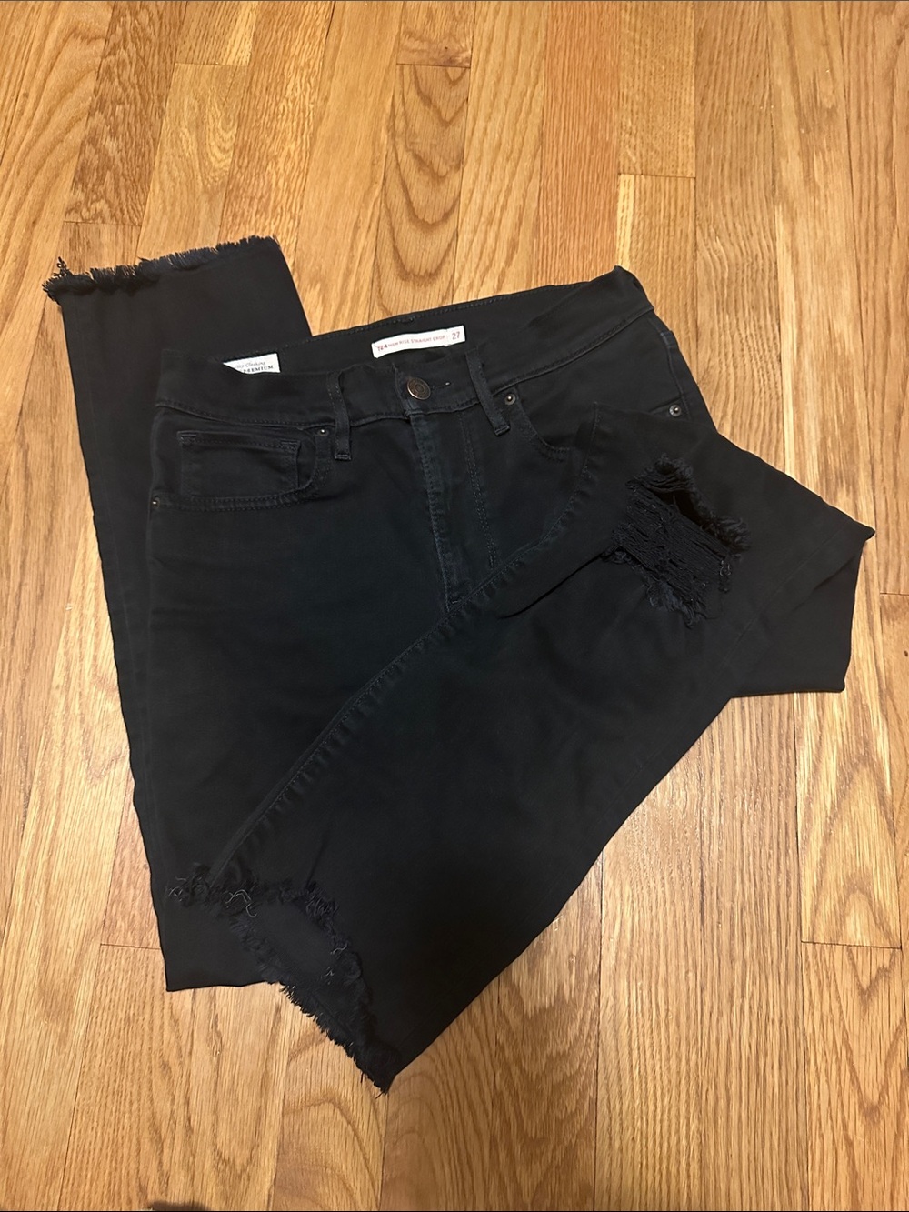 Black Distressed high rise straight crop Women's Jeans - Levi’s